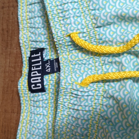 Capelle Classic Collins Compression Swim Trunks Size 4XL in Teal and Yellow - Picture 2 of 9